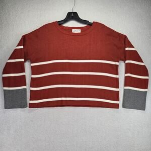 Poof Apparel Cropped Sweater Womens Small Stripped Cozy Winter Lounge